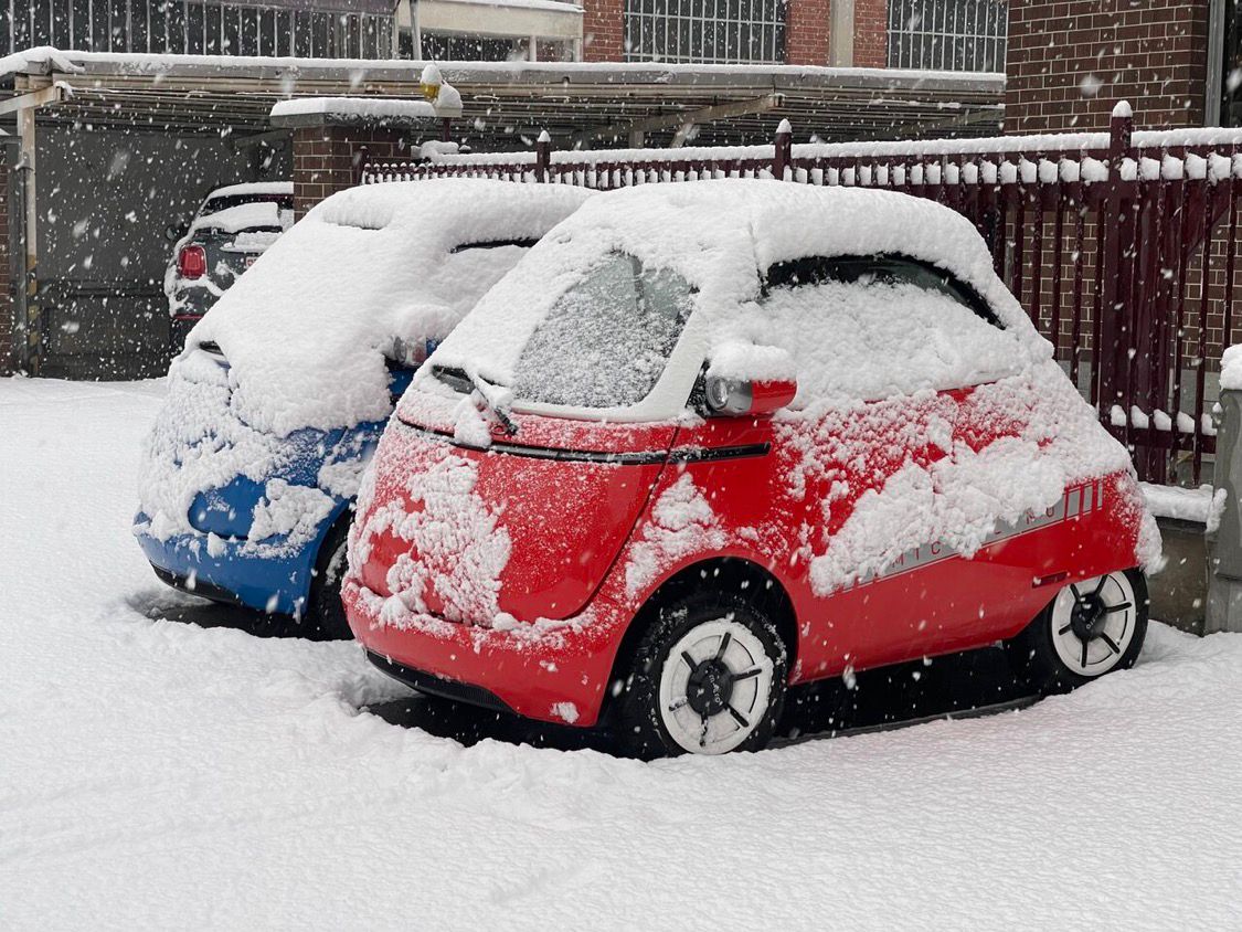 A new electric city car created for urban use is Microlino